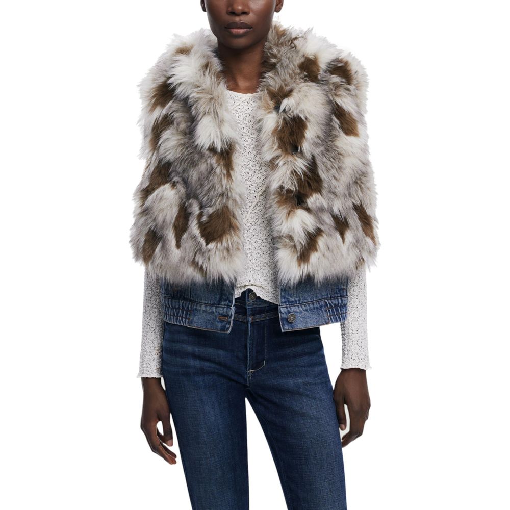 Desigual Beige Polyester Sleveless Jacket