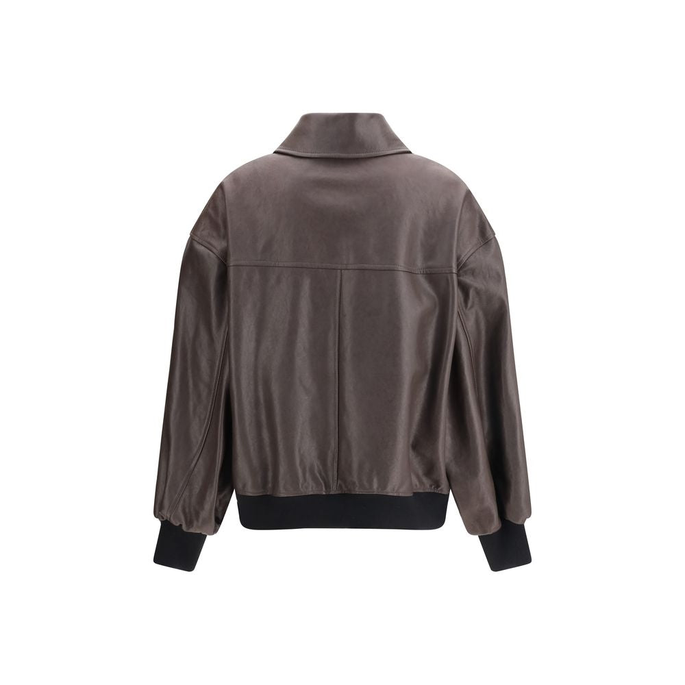 Khaite Brown Leather Jacket