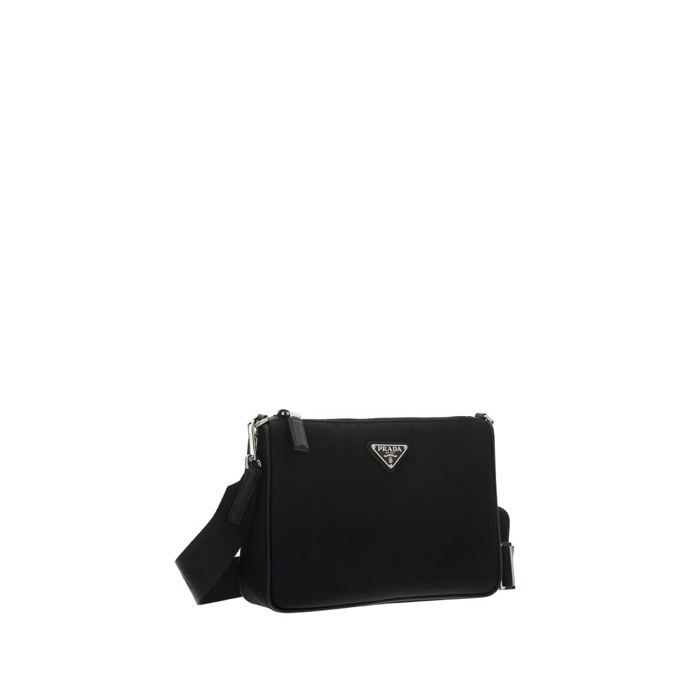 Prada Black Calf Leather Bos Taurus Shoulder Bag