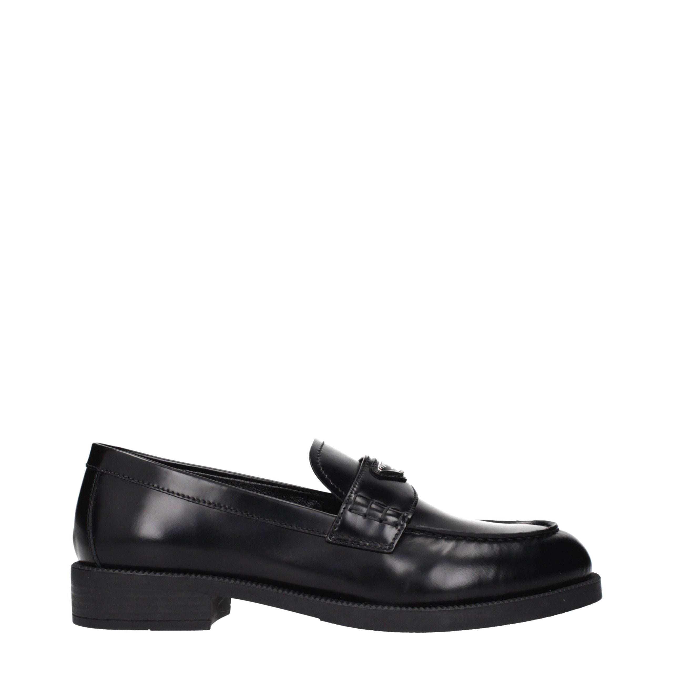 Prada Black Leather Slip-On Loafers