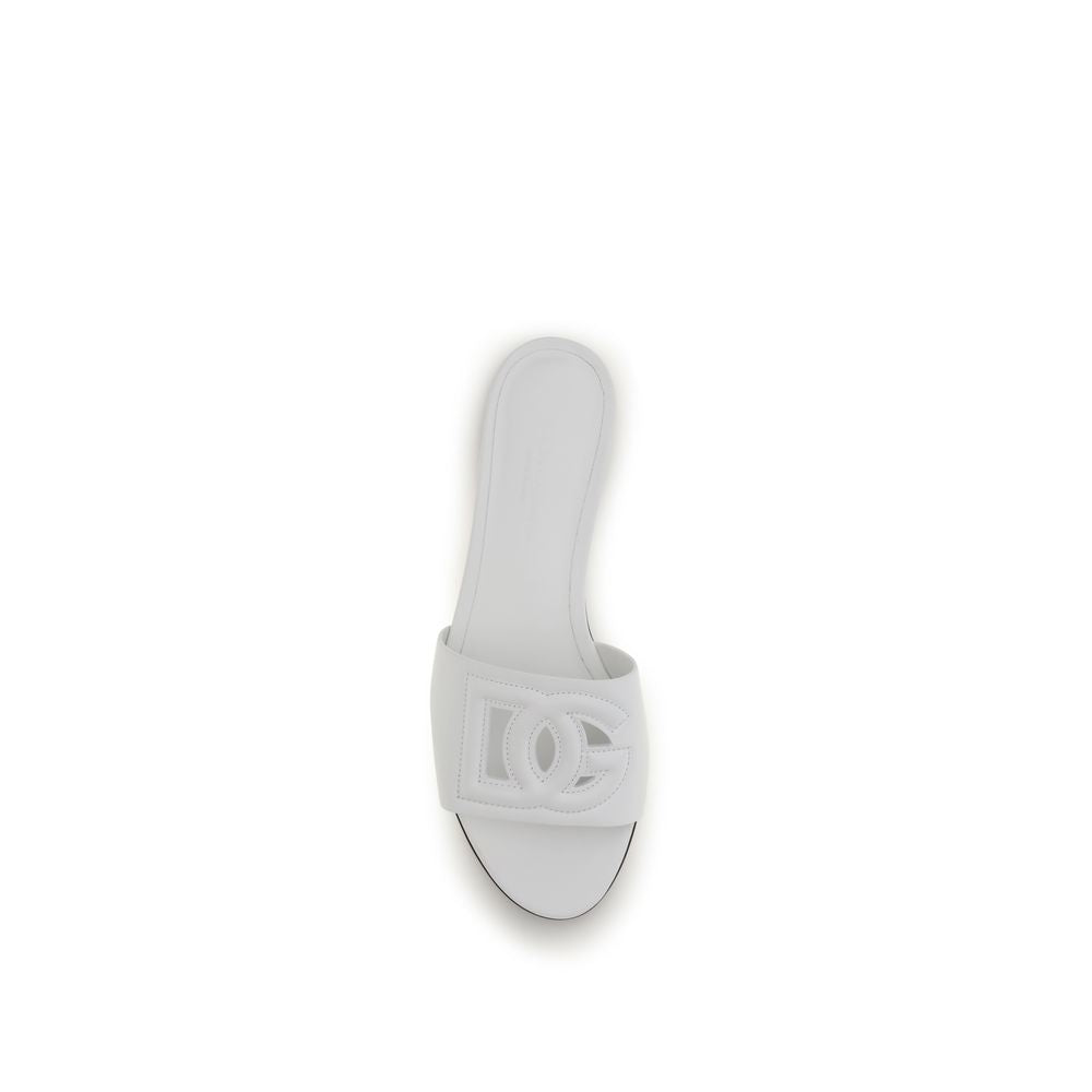 Dolce & Gabbana White Calf Leather Bos Taurus Sandals