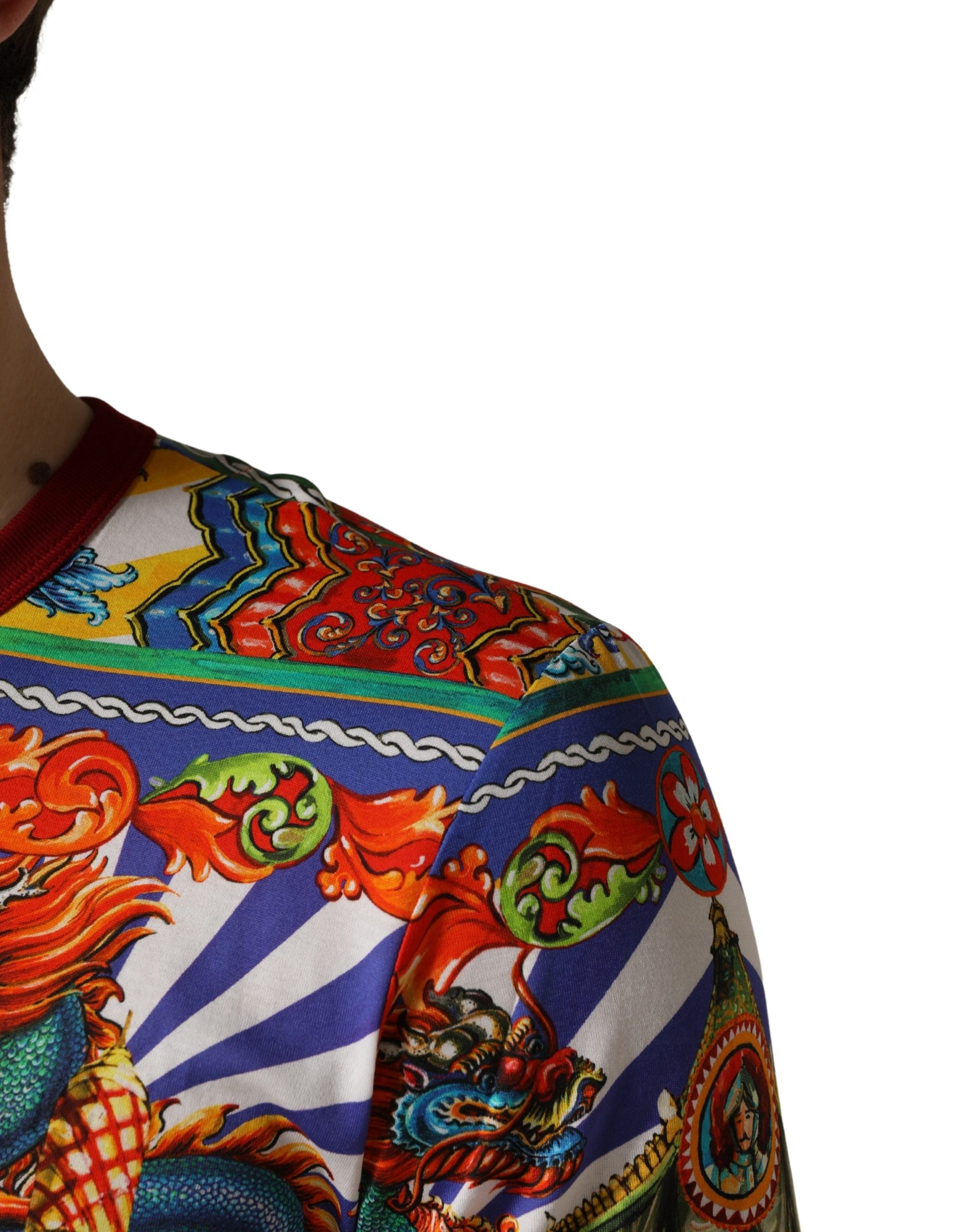 Dolce & Gabbana Multicolor Teatro Dei Pupi Men Long Sleeves  T-shirt