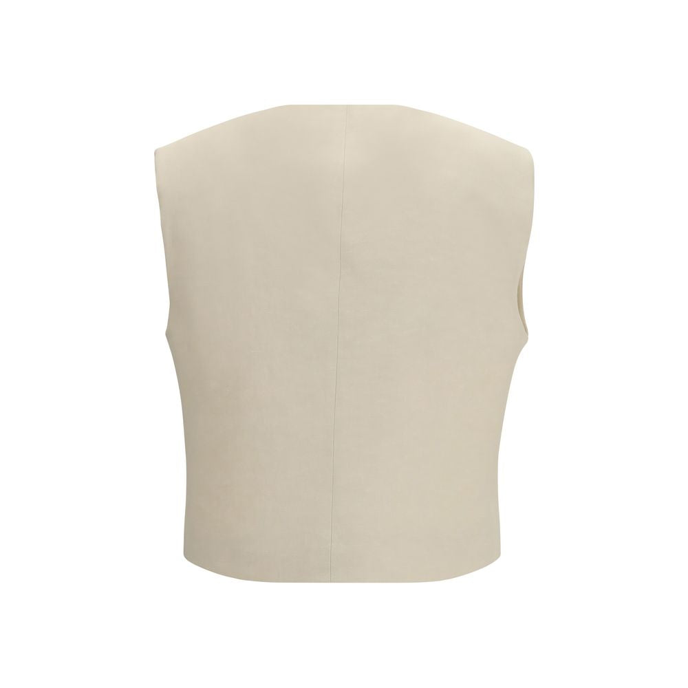 P.A.R.O.S.H. Beige Wool Sleveless Jacket