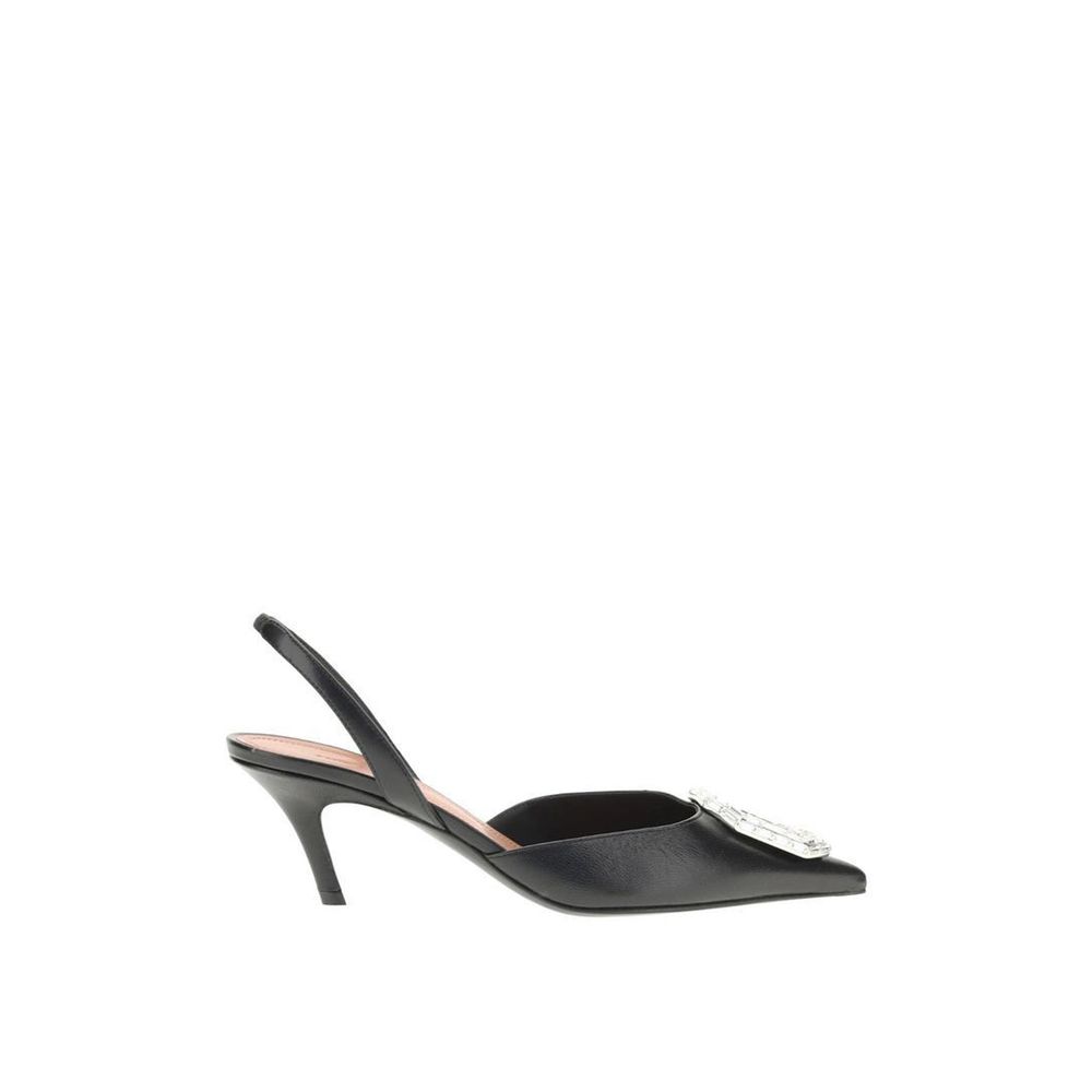 Amina Muaddi Black Calfskin High Heel Pumps