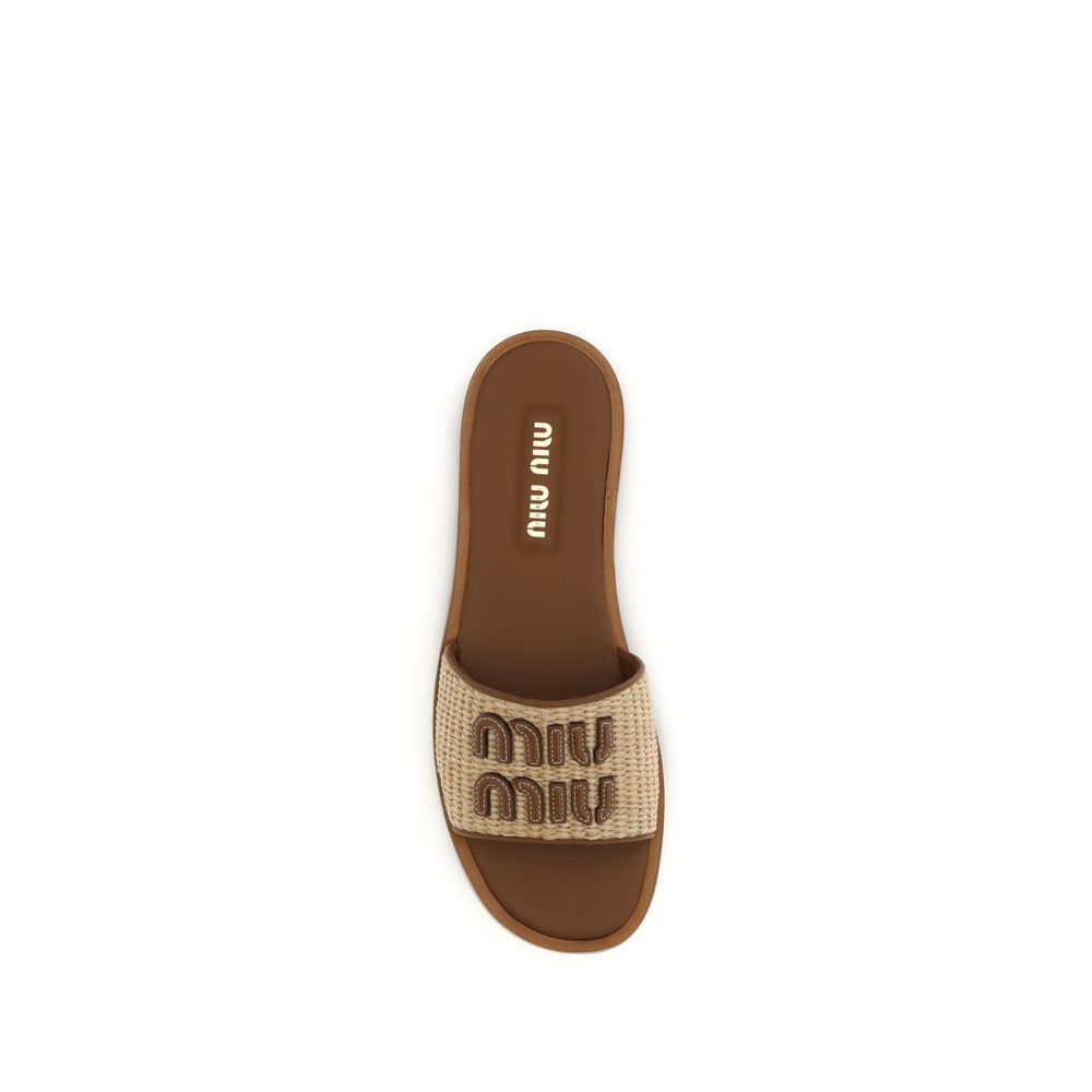 Miu Miu Beige Nylon Slippers
