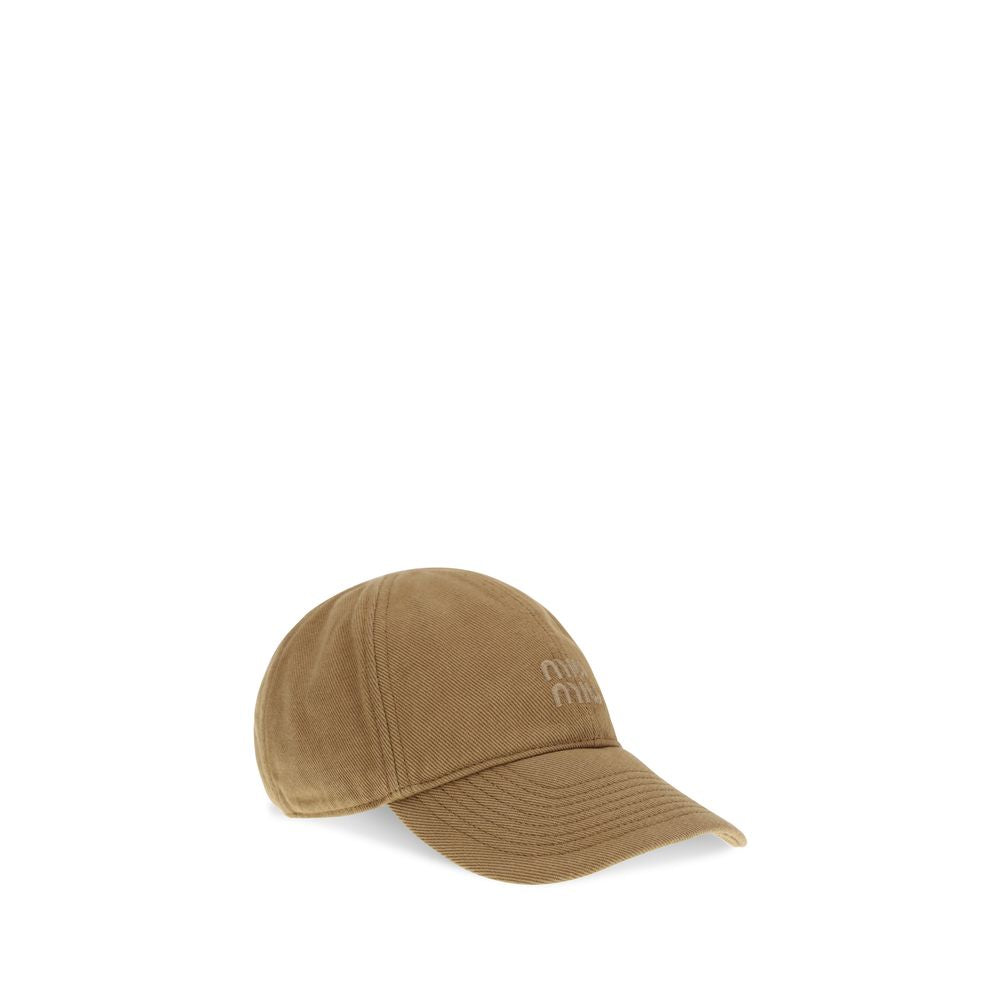 Miu Miu Beige Cotton Cap (Baseball Hat)