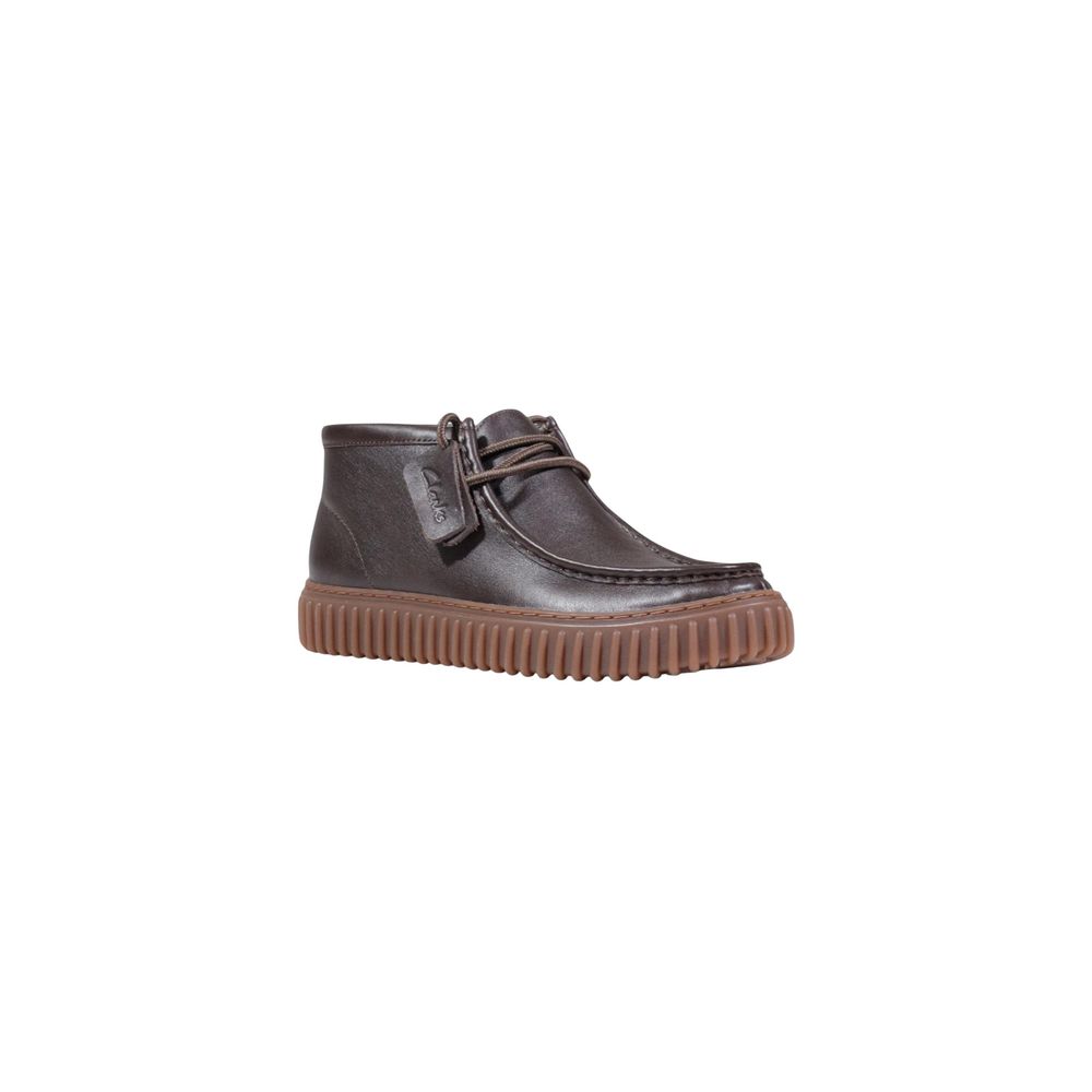 Clarks Brown Leather Lace-Up Boots