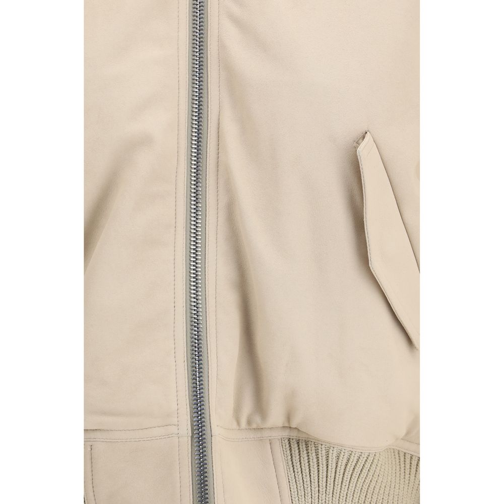 Rick Owens Beige Leather Jacket