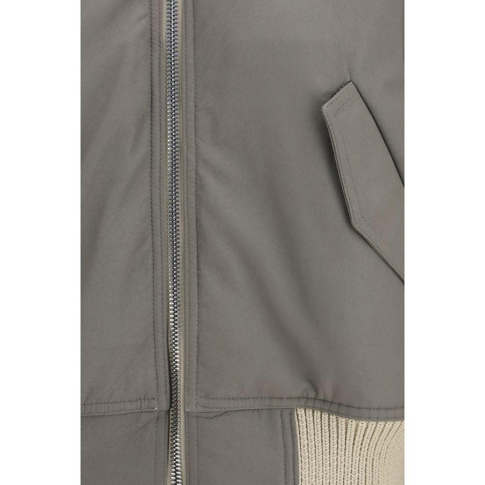 Rick Owens Beige Leather Jacket