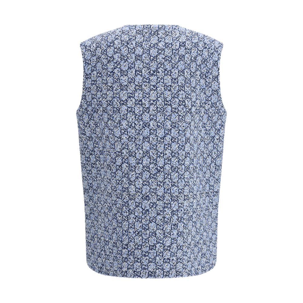 Gucci Blue Cotton Sleveless Jacket