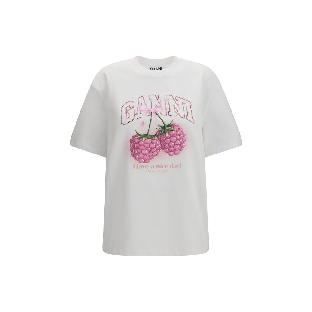 Ganni White Cotton T-Shirt