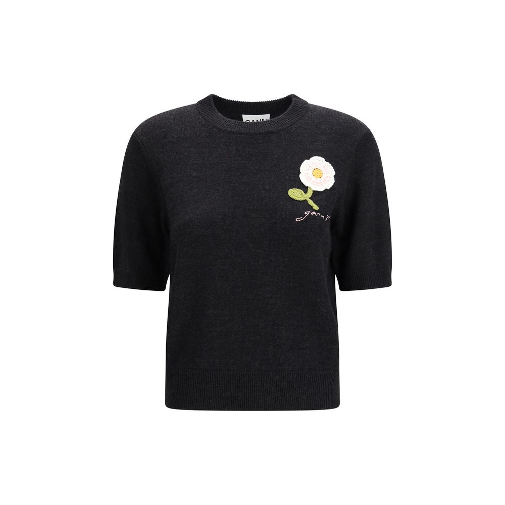 Ganni Gray Merino Wool Sweatshirt