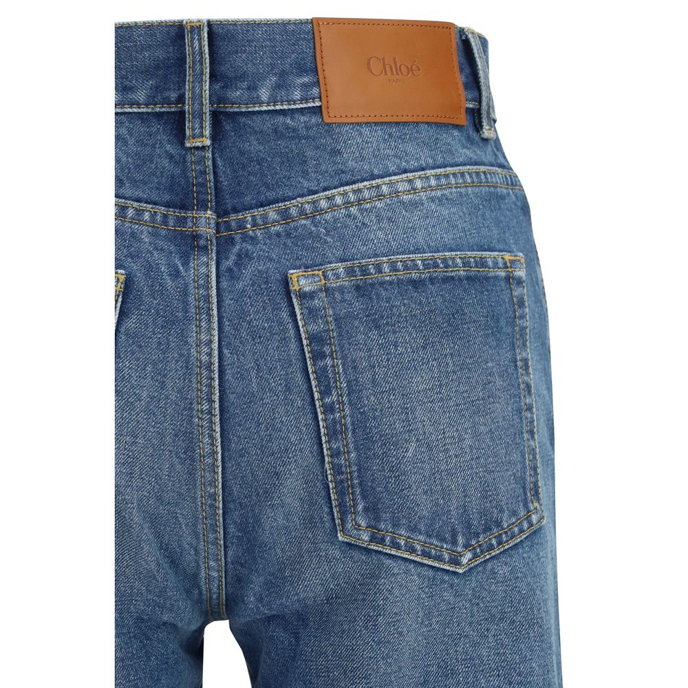 Chloé Blue Cotton Flared Jeans