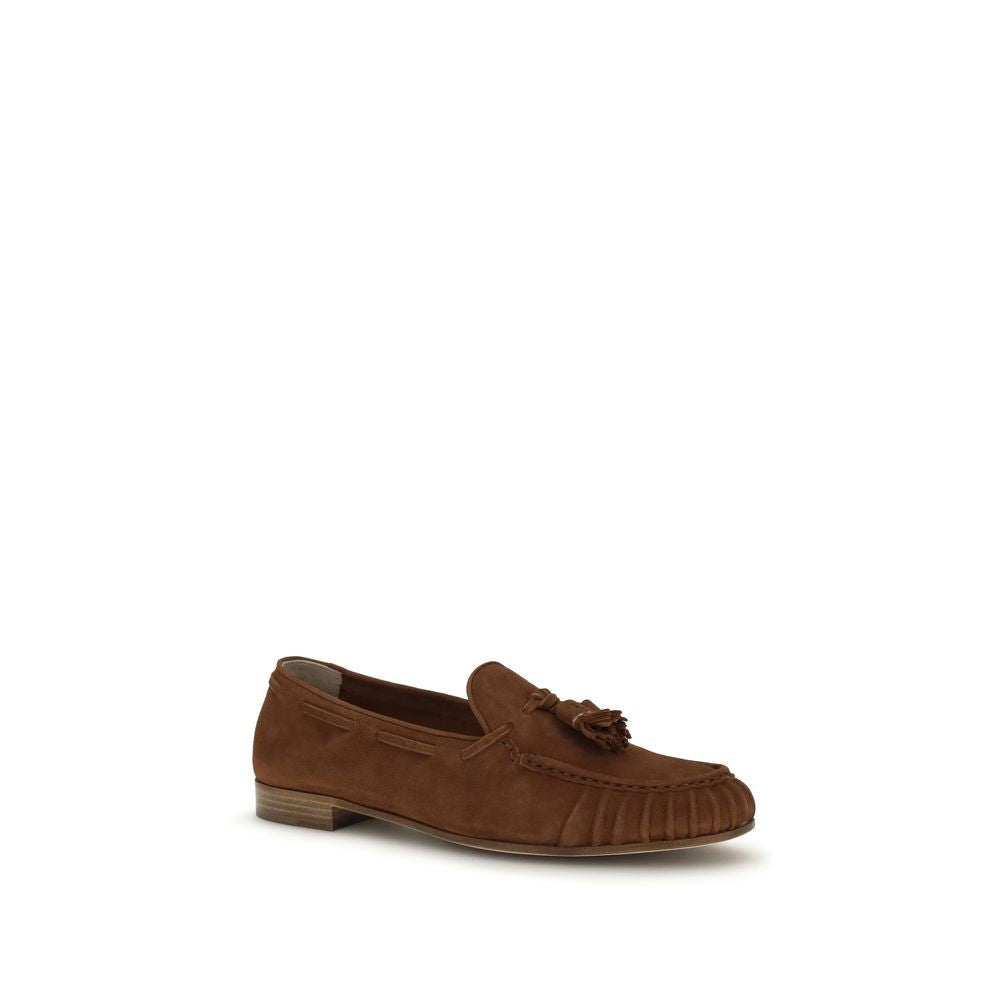 Fratelli Rossetti Brown Calf Leather Bos Taurus Slip-On Loafers