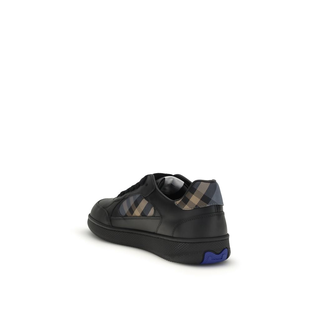 Burberry Black Calf Leather Bos Taurus Low Top Sneakers