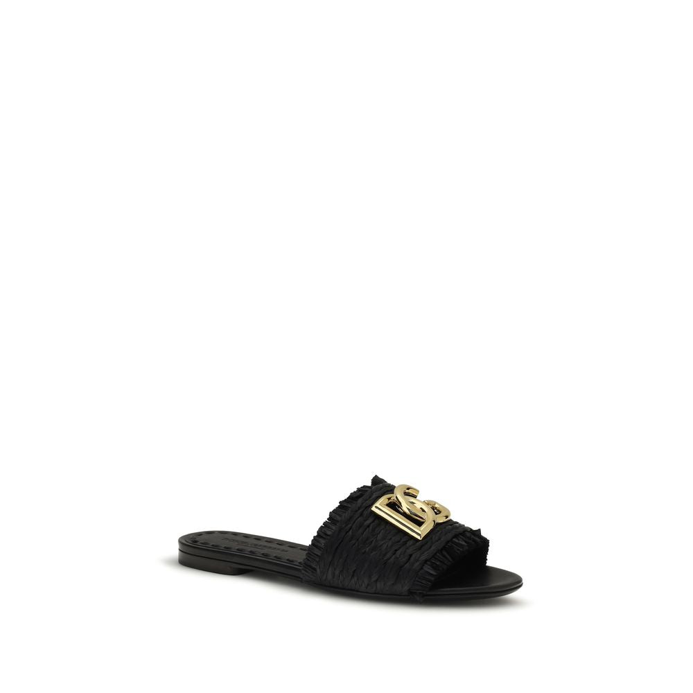 Dolce & Gabbana Beige Raffia Sandals