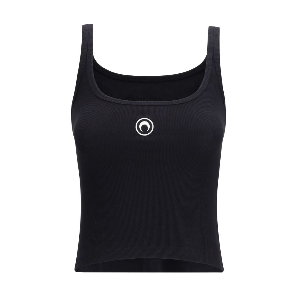 Marine Serre Black Cotton Sleeveles T-Shirt