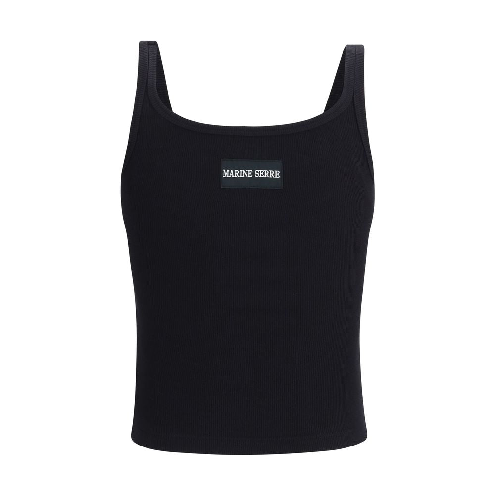 Marine Serre Black Cotton Sleeveles T-Shirt