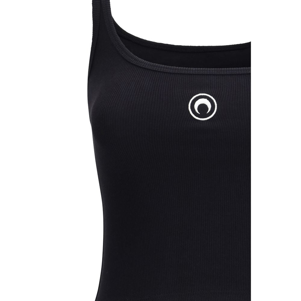 Marine Serre Black Cotton Sleeveles T-Shirt