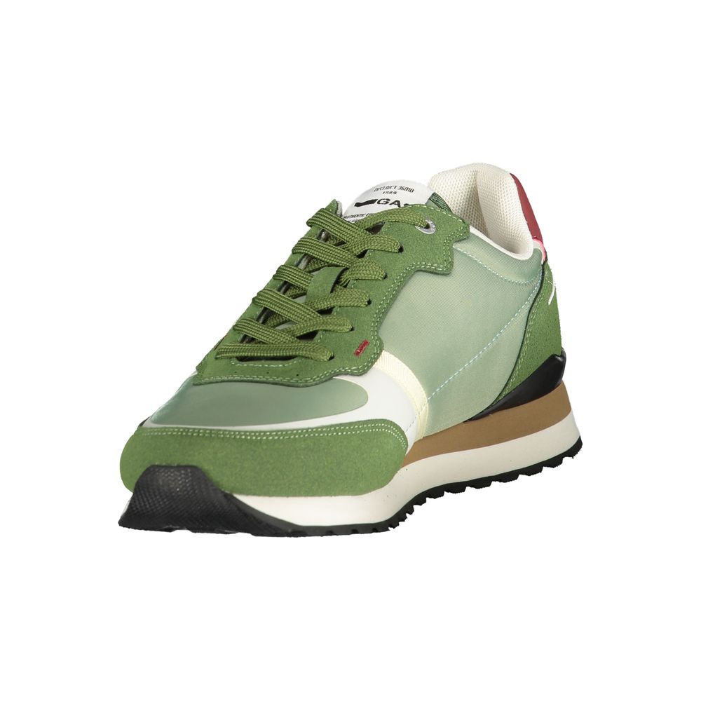 Gas Green Polyester Athletic Sneakers