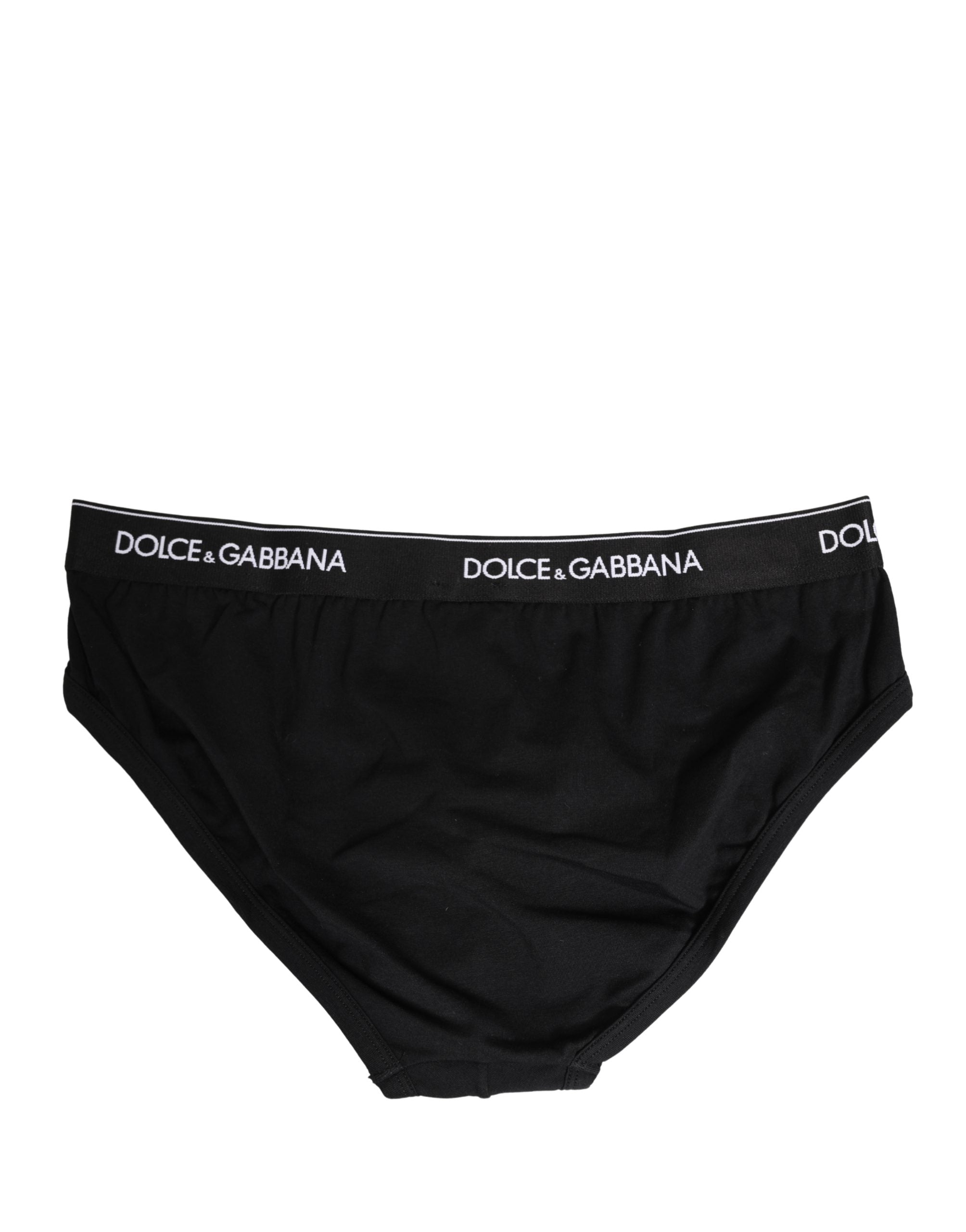 Dolce & Gabbana Black Cotton Logo Waistband Briefs Underwear