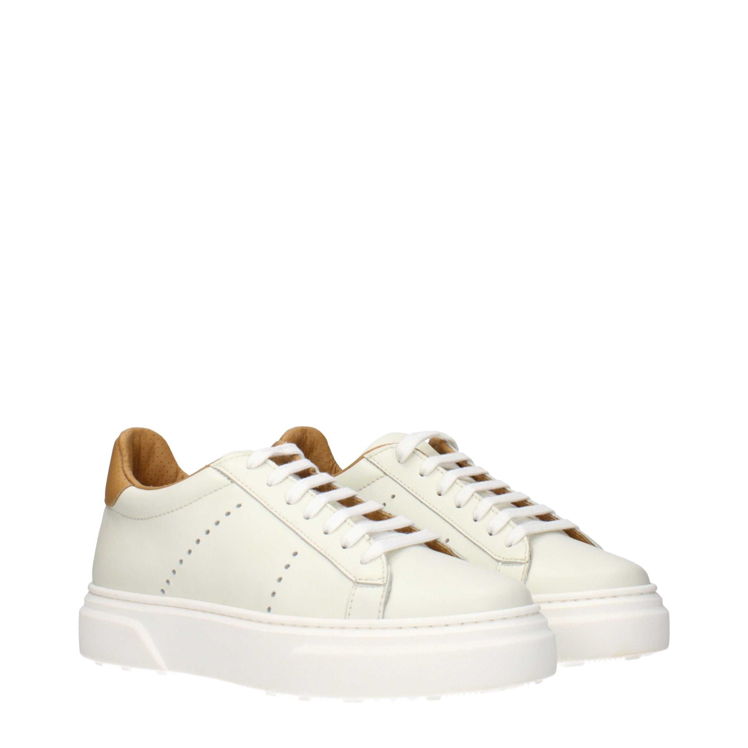 Eleventy Beige Leather Low Top Sneakers