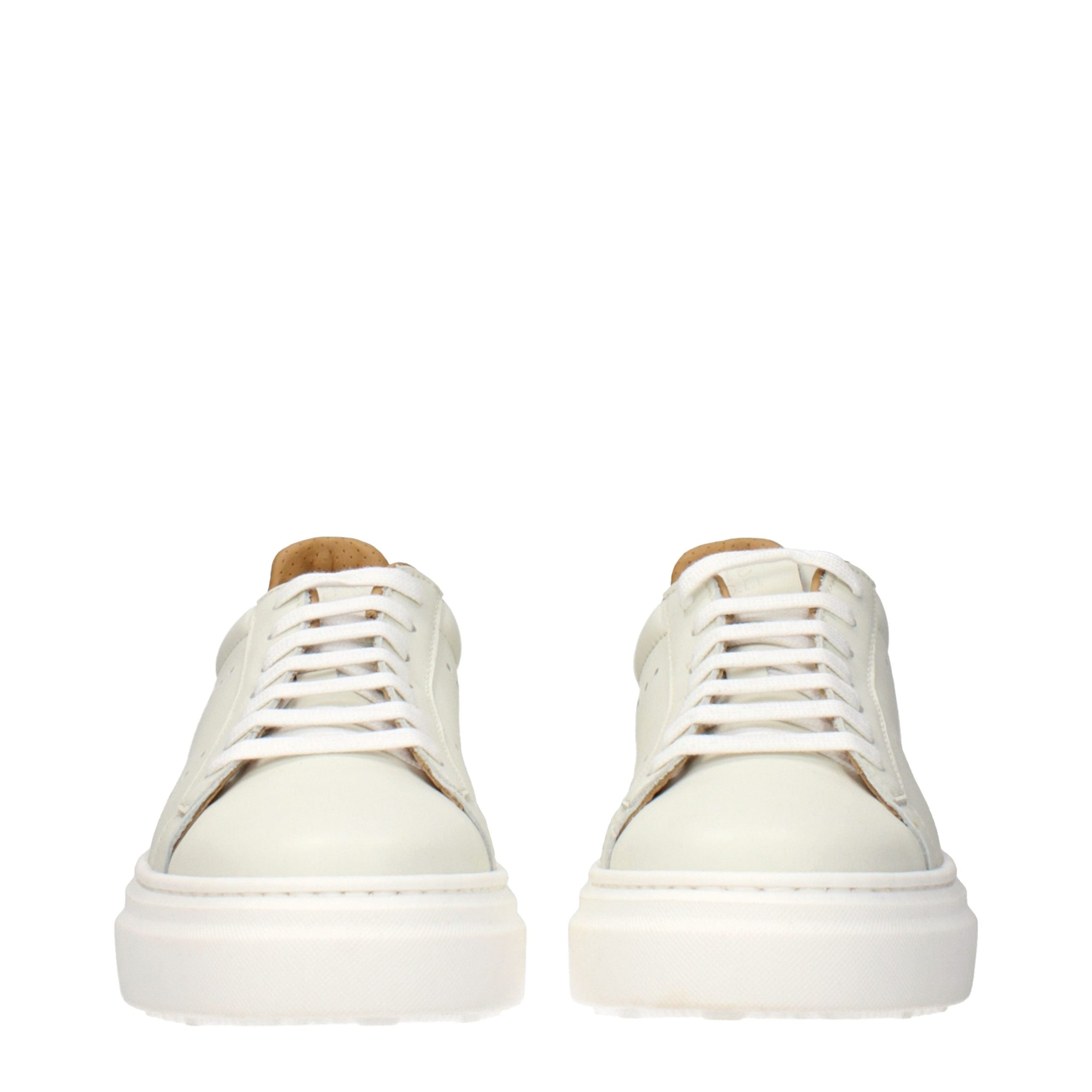 Eleventy Beige Leather Low Top Sneakers