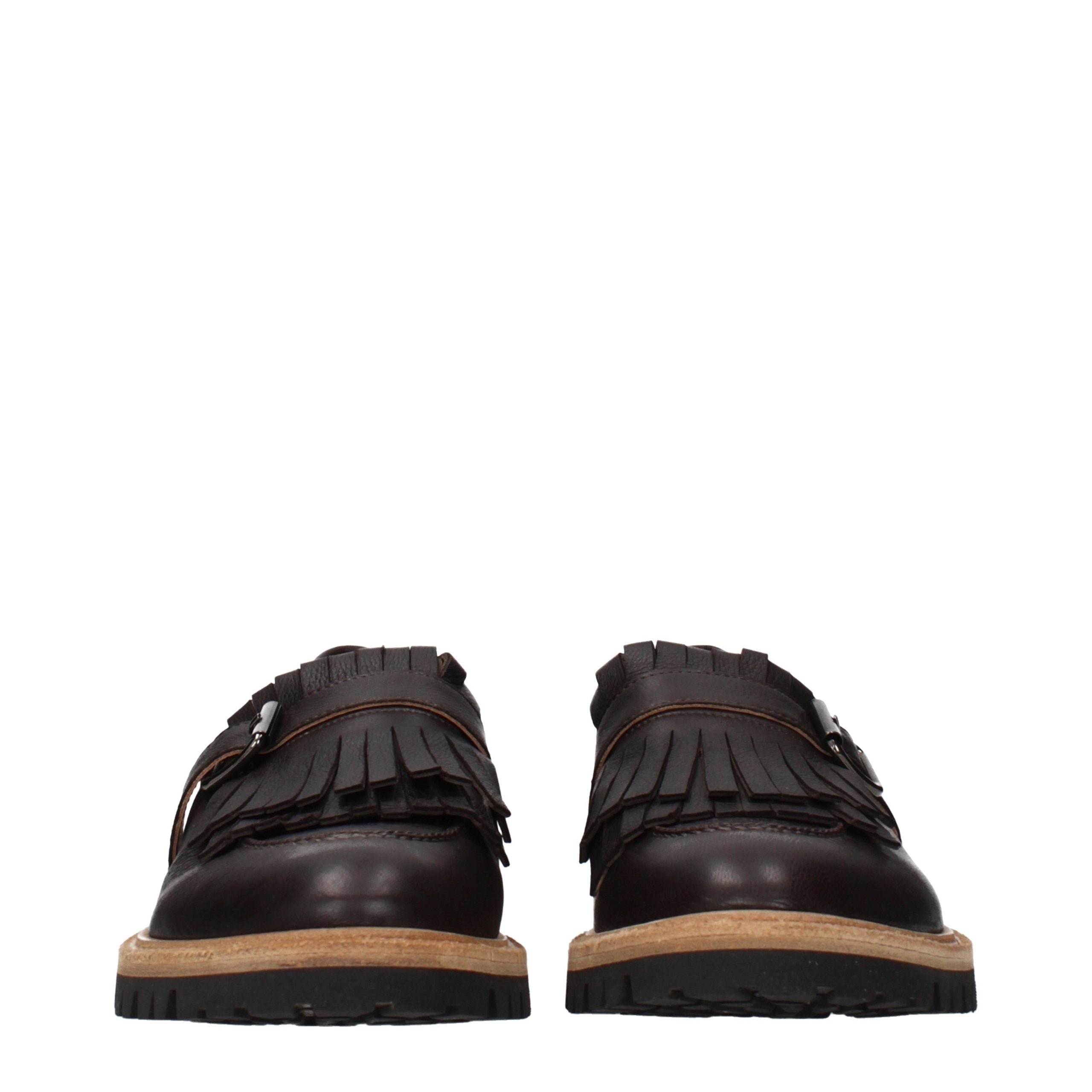 Eleventy Brown Leather Slip-On Loafers
