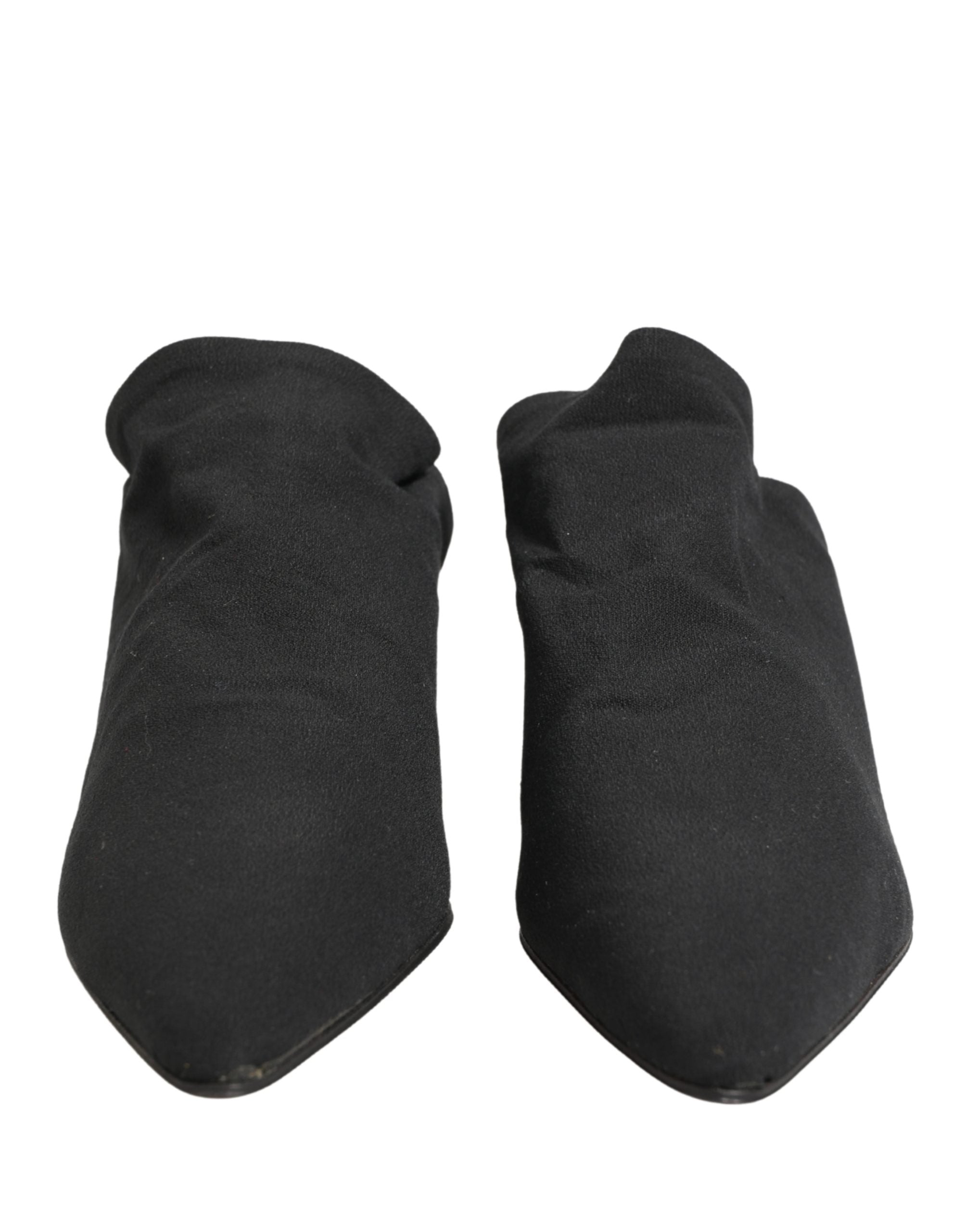 Dolce & Gabbana Black Suede Heel Mule Shoes