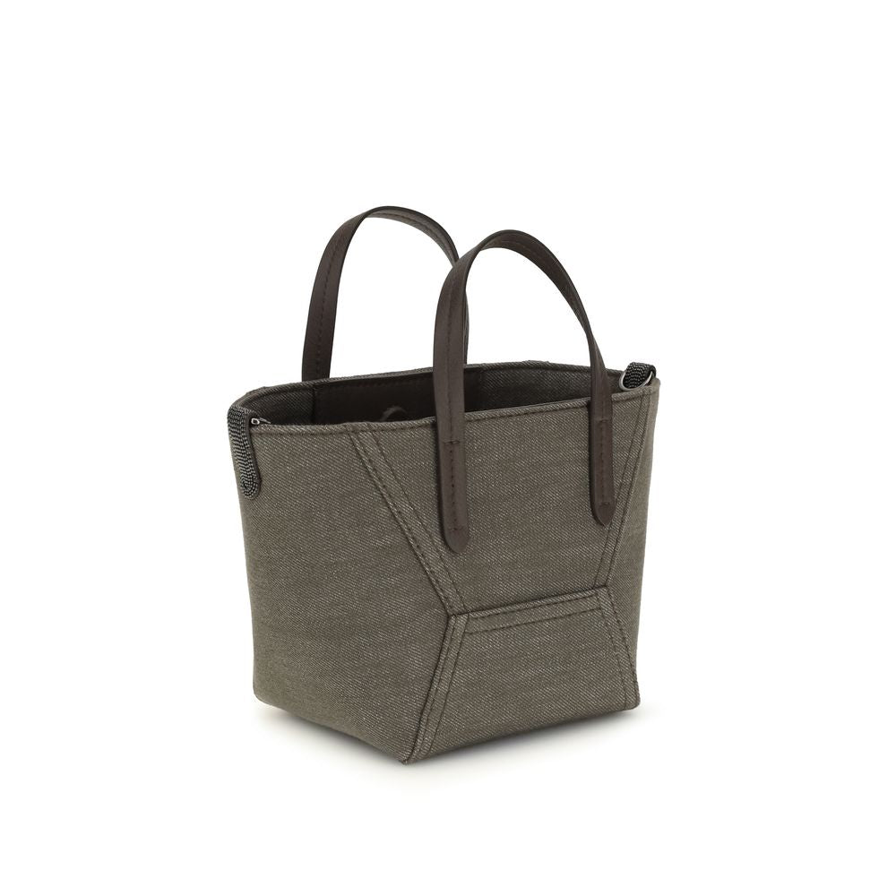 Brunello Cucinelli Bicolor Fabric Shoulder Bag