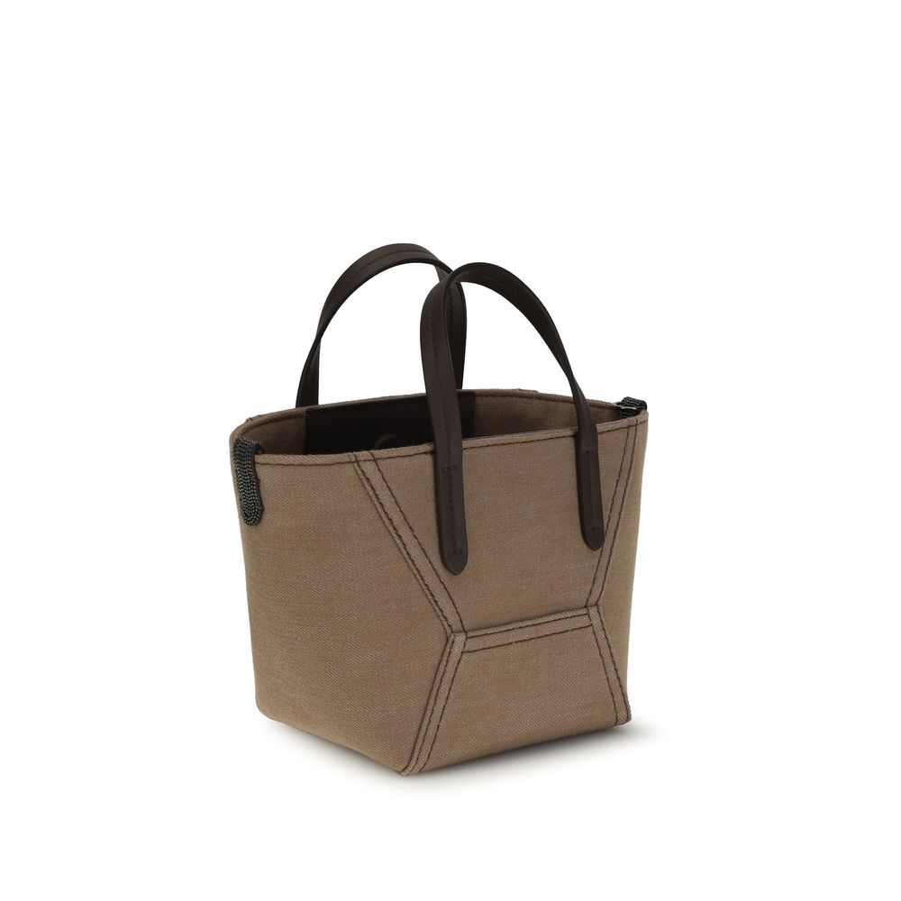 Brunello Cucinelli Beige Fabric Shoulder Bag