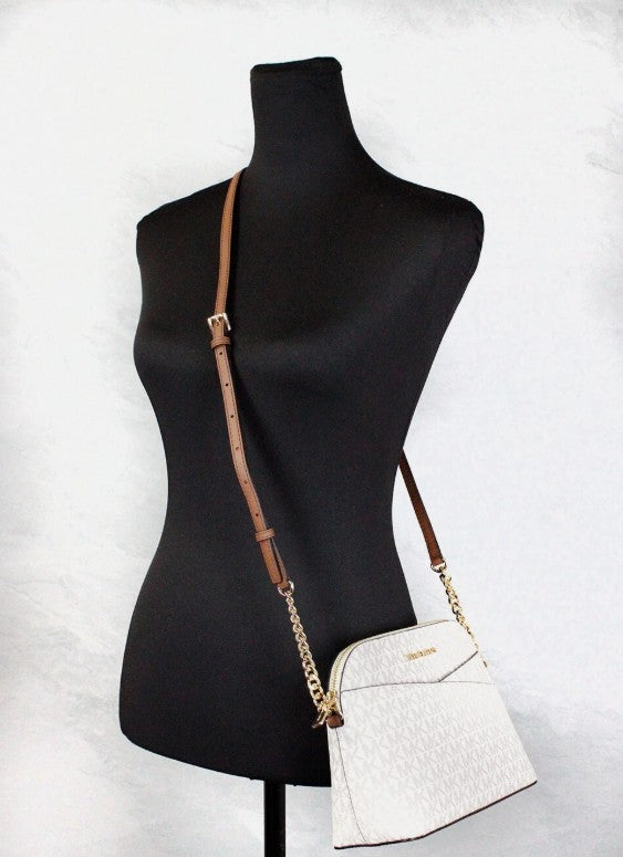 Michael Kors Women'S Back Slip Pocket Signature Canvas Crossbody Bag, Vanilla