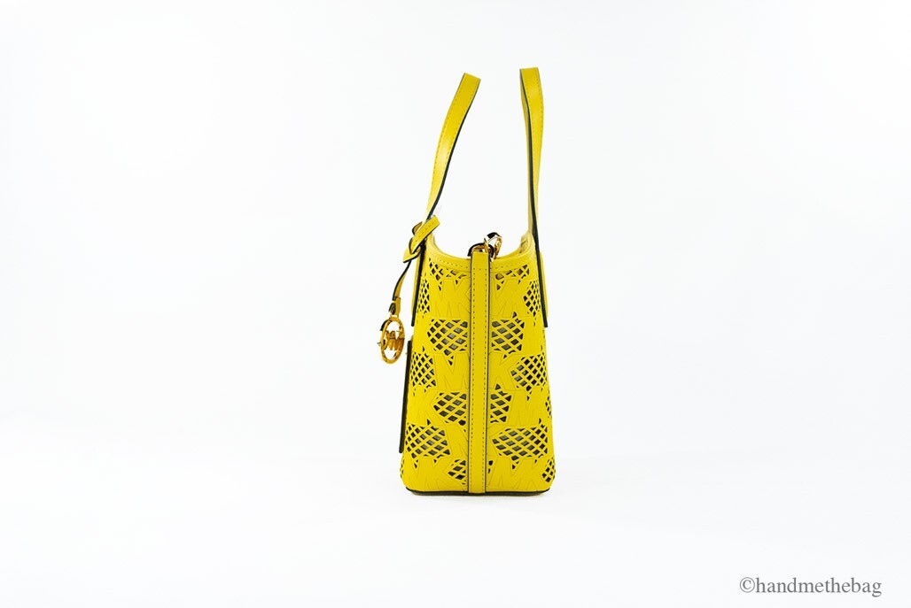 Michael Kors Kimber Small Daffodil Leather 2-In-1 Zip Tote Messenger Bag Purse