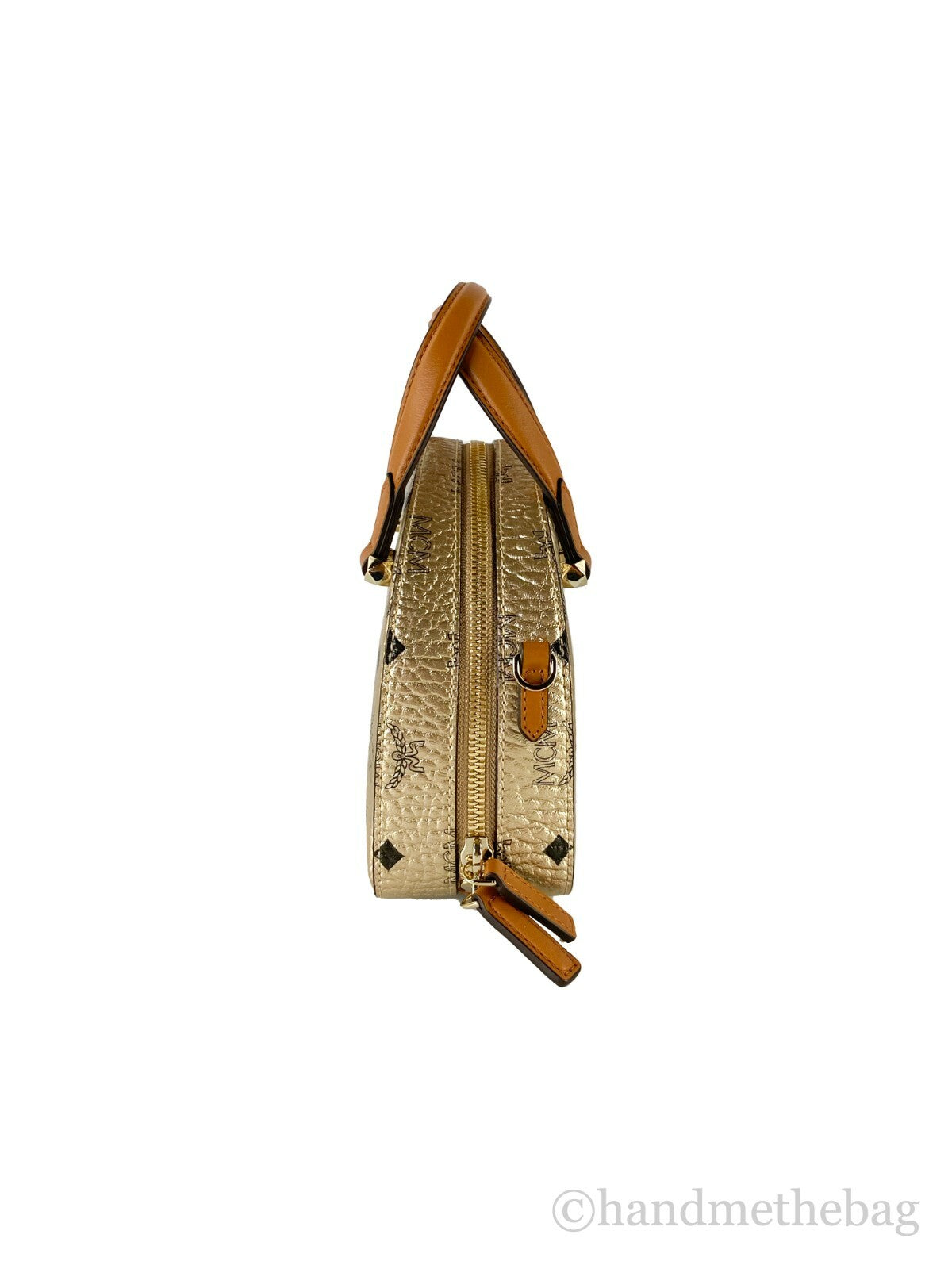 MCM Half Moon Mini Round Top Tote Crossbody Bag