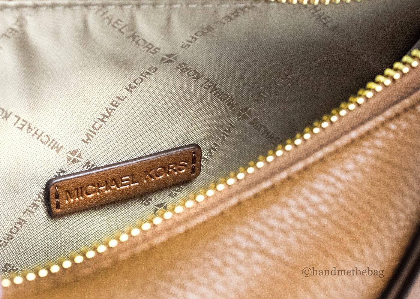 Michael Kors Dover Small Luggage Pebbled Leather Half Moon Crossbody Bag Purse