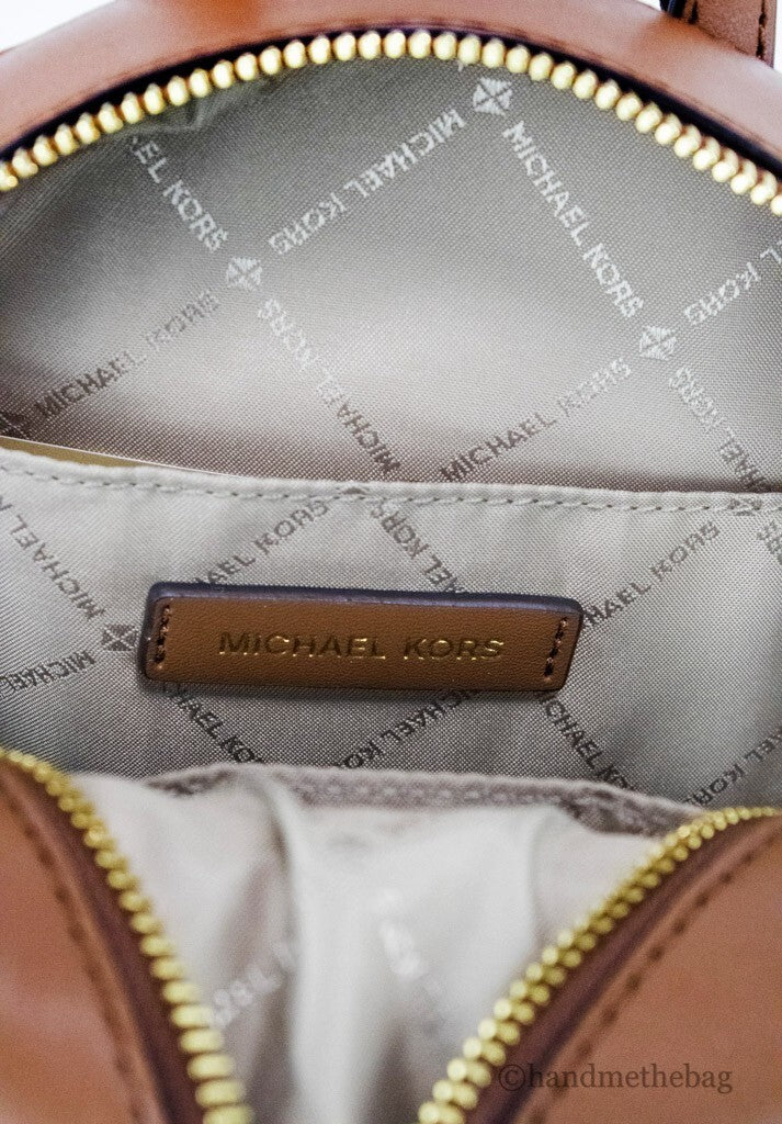 Michael Kors Jaycee Mini XS Brown Signature PVC Zip Pocket Shoulder Backpack Bag