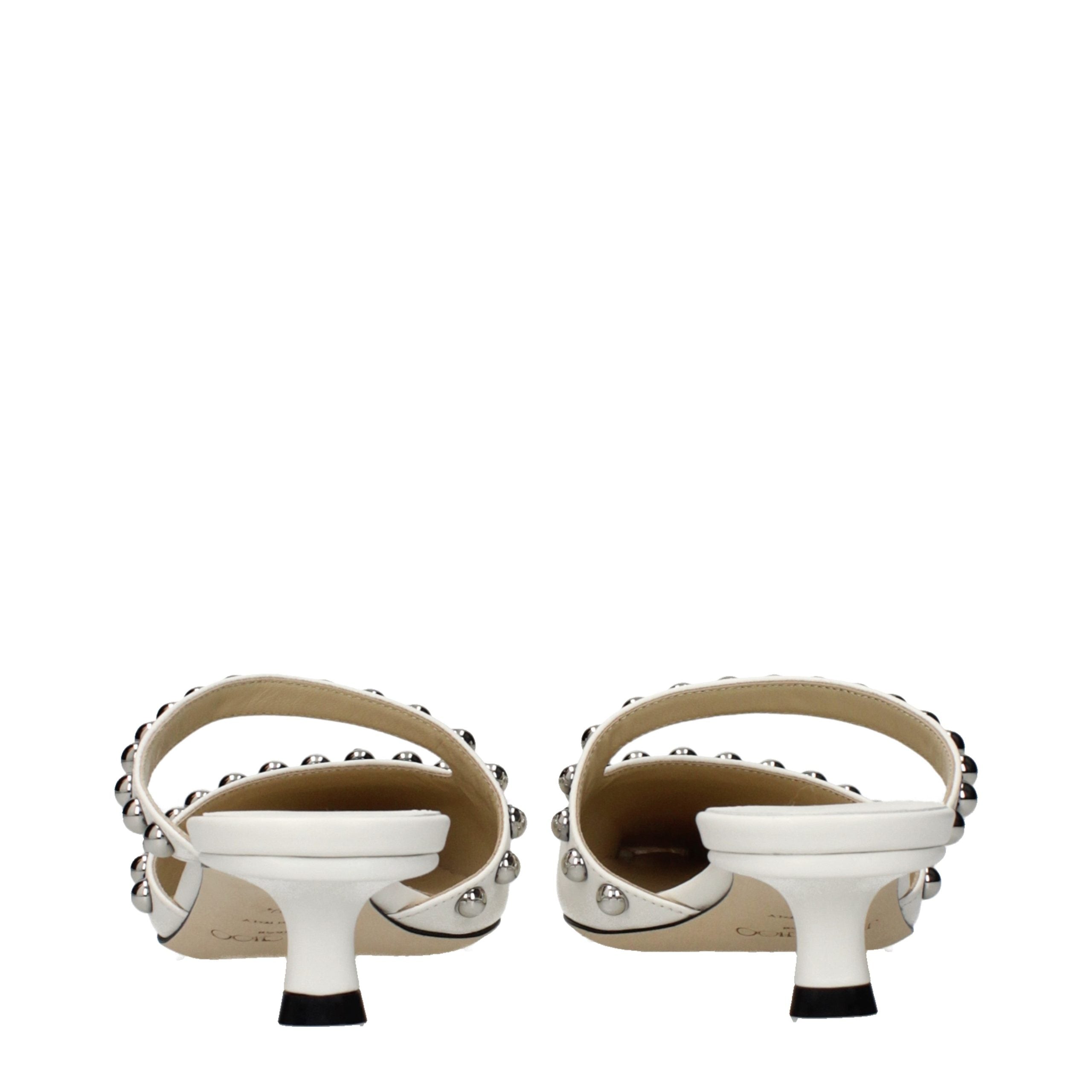 Jimmy Choo White Leather Flat Sandals