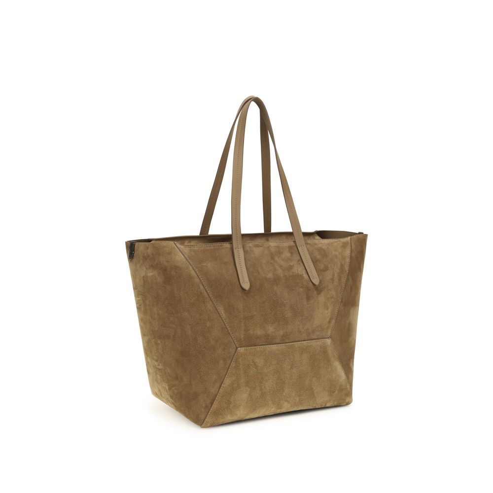 Brunello Cucinelli Beige Calf Leather Bos Taurus Shoulder Bag