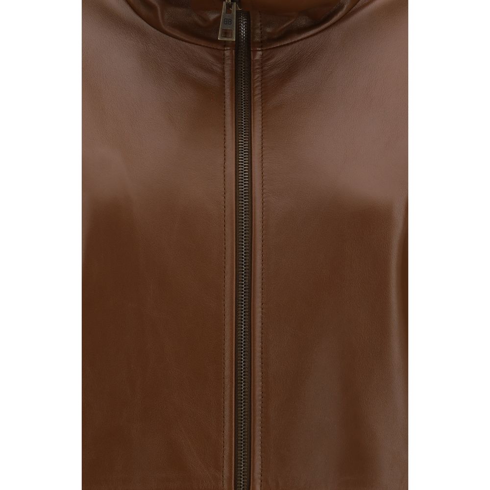 Balenciaga Brown Lamb Leather Bomber