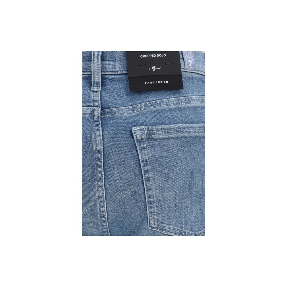 7FOR Blue Cotton Flared Jeans