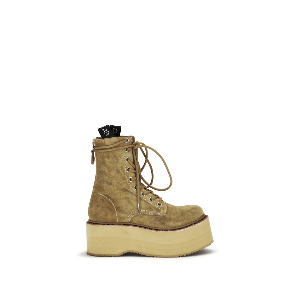 R13 Bicolor Suede Leather Lace-Up Boots