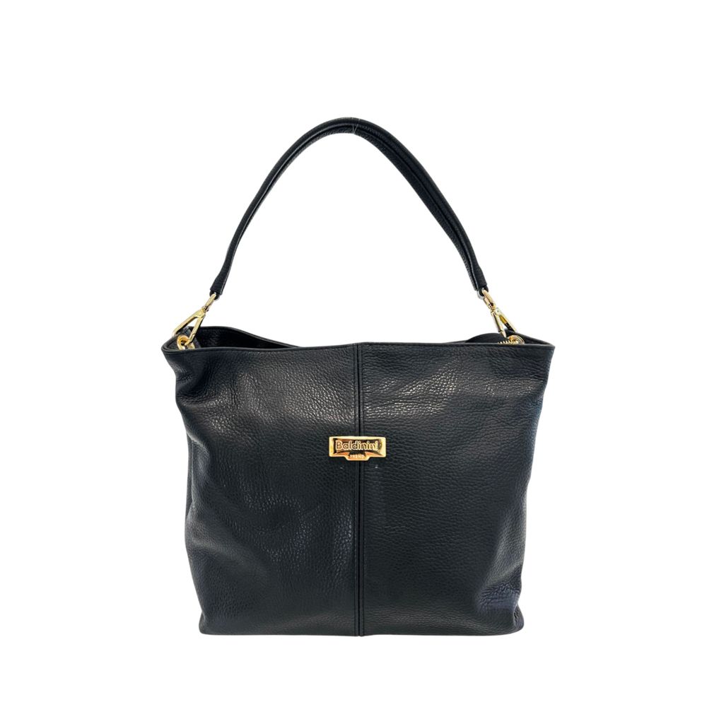 Baldinini Trend Black Cowhide Clutch Bag
