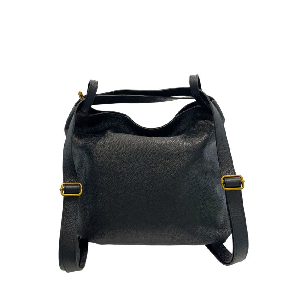 Baldinini Trend Black Cowhide Backpack