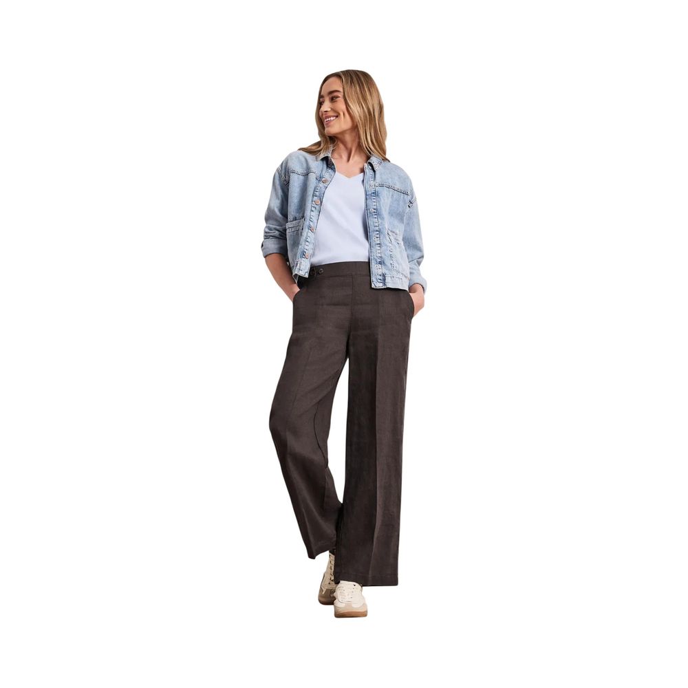 Street One Brown Linen Casual Pants