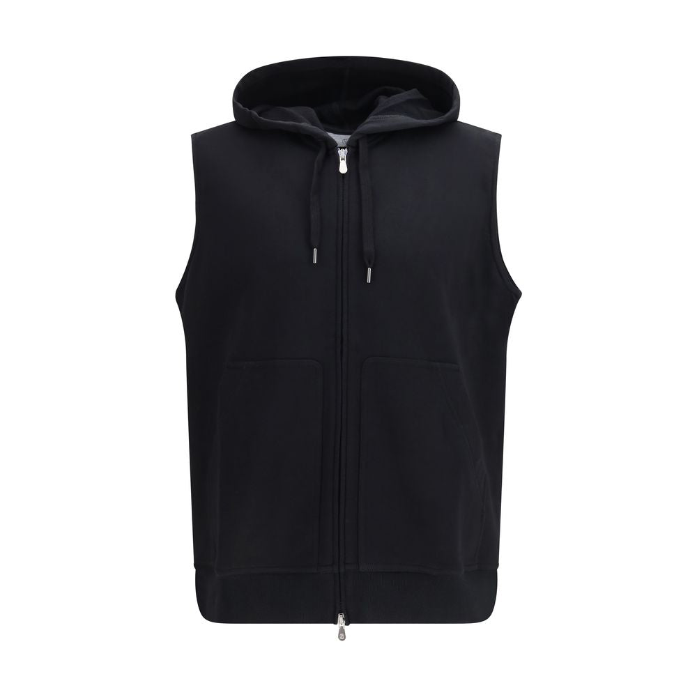 Brunello Cucinelli Black Cotton Sleeveles Sweater