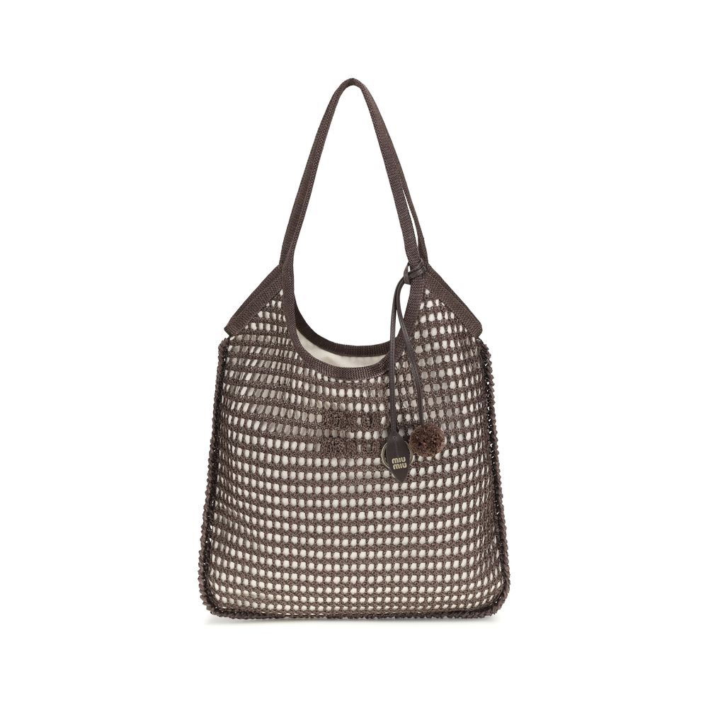 Miu Miu Brown Cotton Shoulder Bag