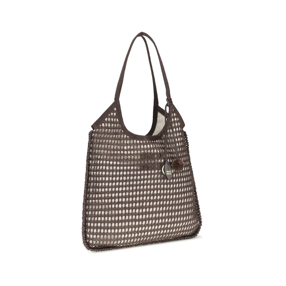 Miu Miu Brown Cotton Shoulder Bag