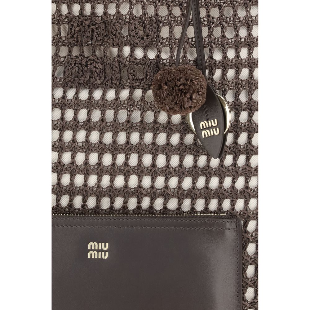 Miu Miu Brown Cotton Shoulder Bag