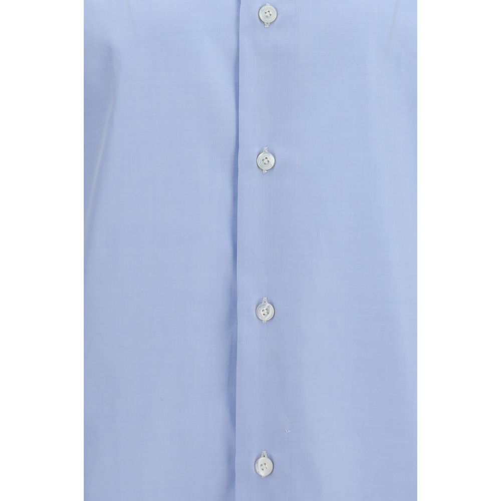 Finamore Blue Cotton Dress Shirt