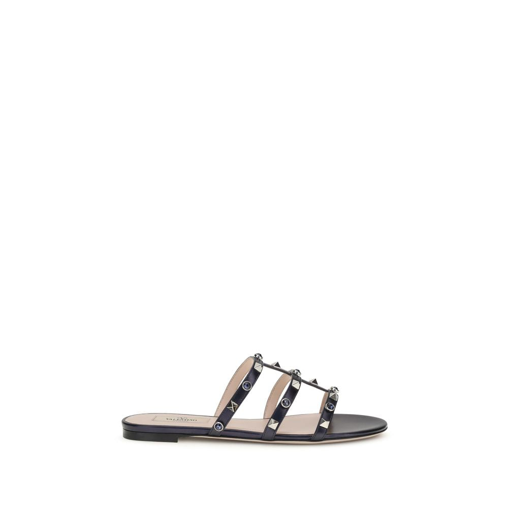 Valentino Garavani Blue Goatskin Flat Sandals
